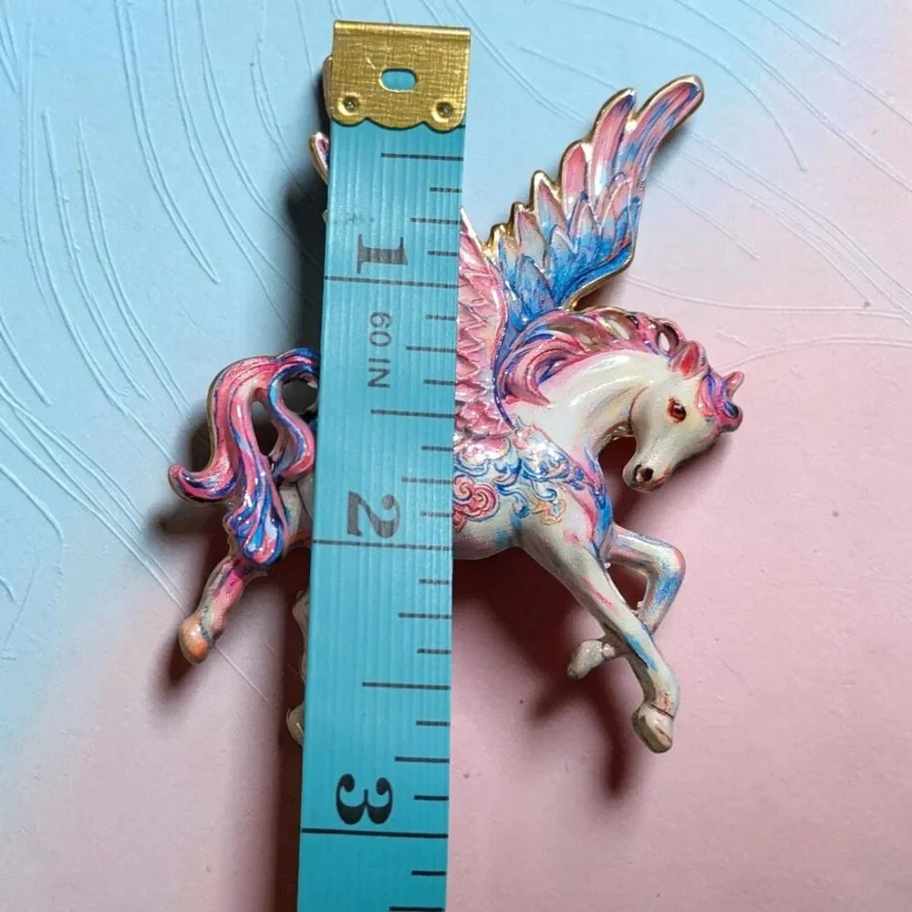Whimsical Pegasus Brooch, Winged Horse Pin, Fantasy Cottagecore Jewelry